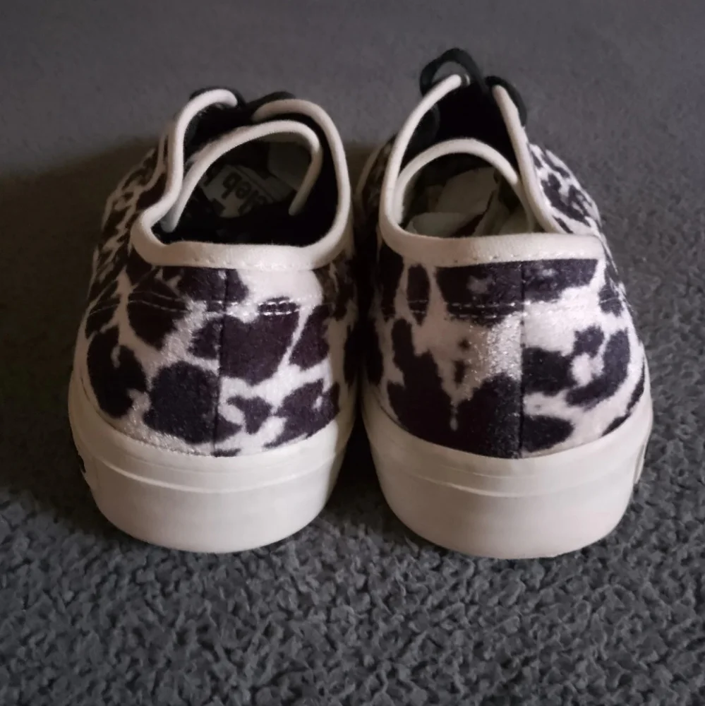 J. Crew Trainers Women's 7.5 White SeaVees Legend Black Leopard Print Velvet Low - Picture 9 of 12